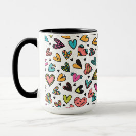 Caneca Dia dos namorados colorido corações fofos