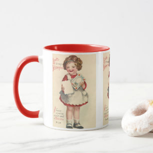 Caneca Dia dos Namorados Fofo Antigo, Menina com Carta de