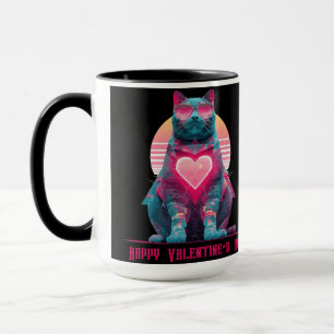 Caneca Dia dos Namorados Gato Neon Vintage