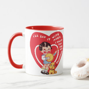 Caneca Dia dos Namorados retrô, Banjo de música de menino