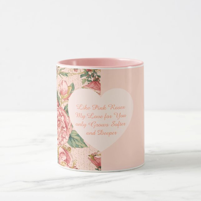 Caneca Dia dos Namorados Romântico com Rosas Lindas (Centro)