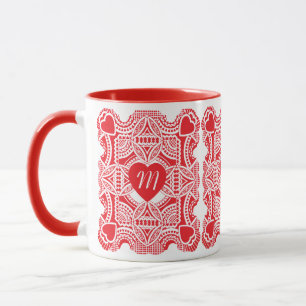 Caneca Dia dos Namorados Vintage, Corações Vitorianos Rec