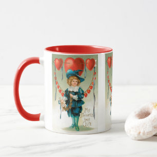Caneca Dia dos Namorados Vintage, Menino Vitoriano com Co