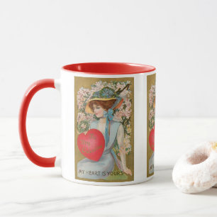 Caneca Dia dos Namorados Vintage, Senhora Vitoriana com C