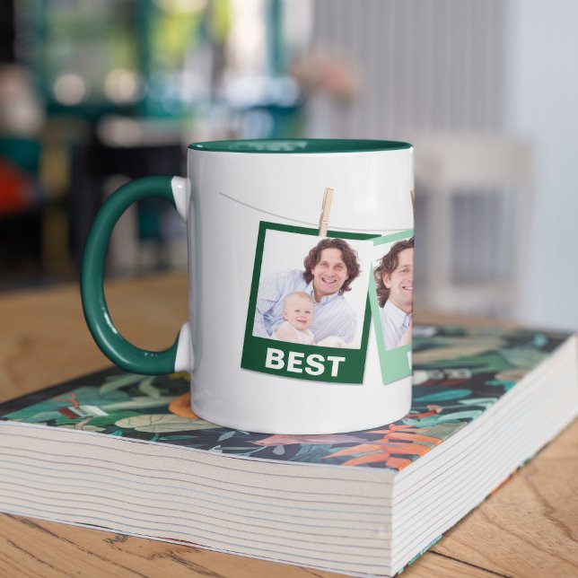Caneca Dia dos Pais | Melhor Pai de Todos 3 Colagem de Fo (Criador carregado)