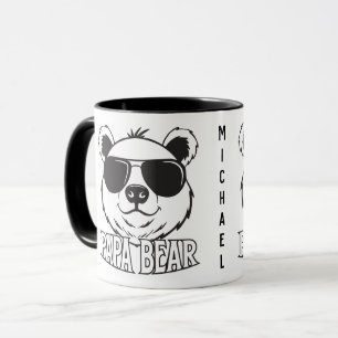 Caneca Dia dos Pais PaPa Urso Preto Branco NOME