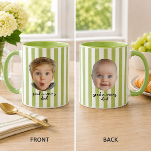 Caneca Dia dos Pais Personalizado 2 Fotos Bebê Rosto Faix