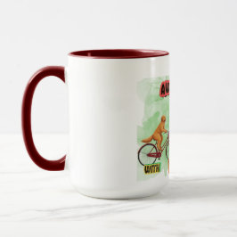 Caneca Dia Incrível com Amigos - Cães e Gatos em Biciclet