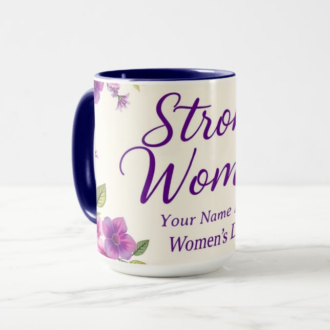 Caneca Dia Internacional da Mulher Elegante Roteiro (Frente Esquerda)