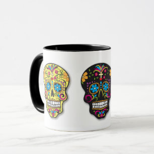 Caneca Dia multicolorido dos crânios do açúcar do mort