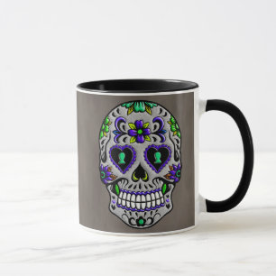 Caneca Dia na moda retro do crânio inoperante do açúca