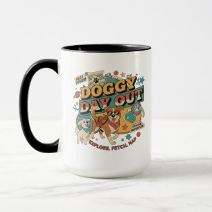 Caneca Dia Retro com o Cachorro - Estética Vintage de Ama