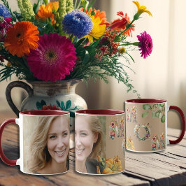 Caneca Dia Único da Mãe com Flores e Foto Personalizada