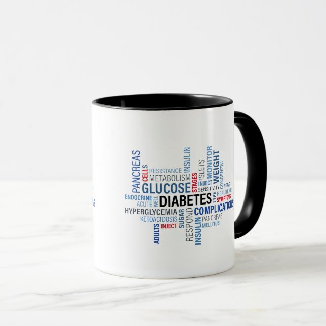 Caneca Diabetes Palavras Combo (Frente Esquerda)