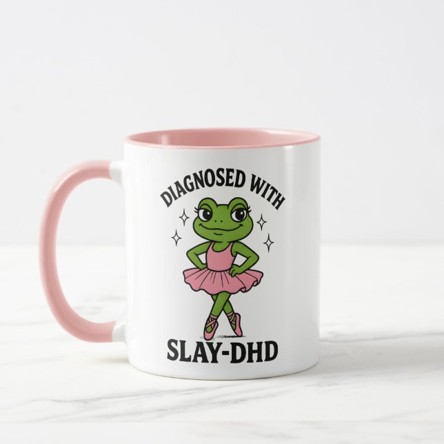 Caneca Diagnosticado Slay-DHD Sapo Bailarina TDAH (Esquerda)