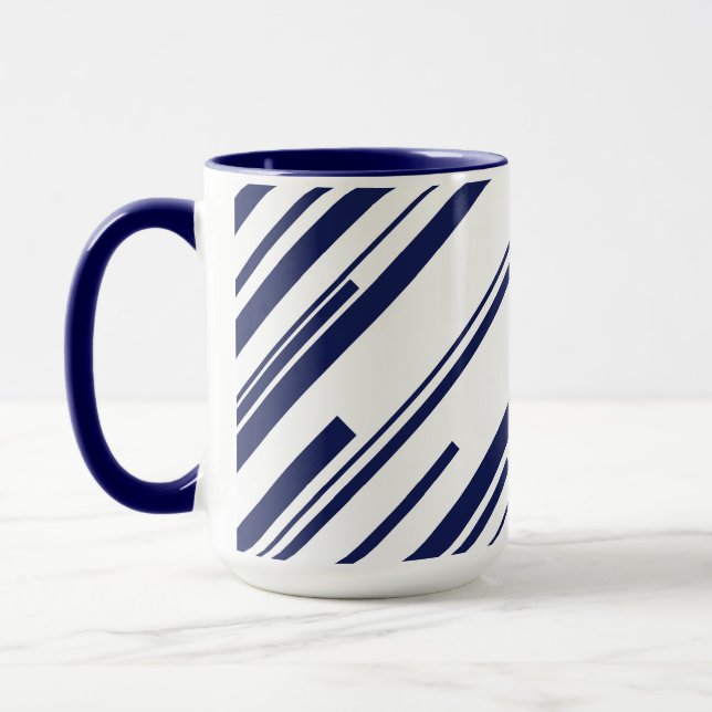 Caneca Diagonais em Azul e Branco (Esquerda)