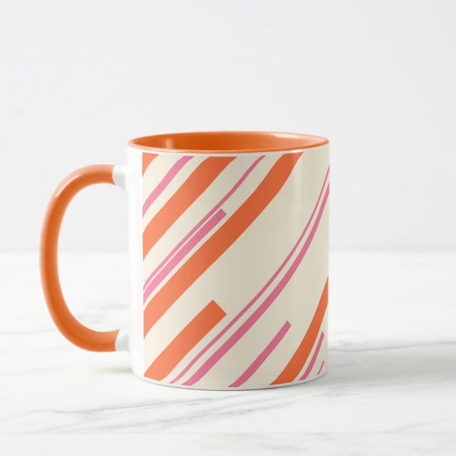 Caneca Diagonais - Rosa, Laranja e Creme (Esquerda)