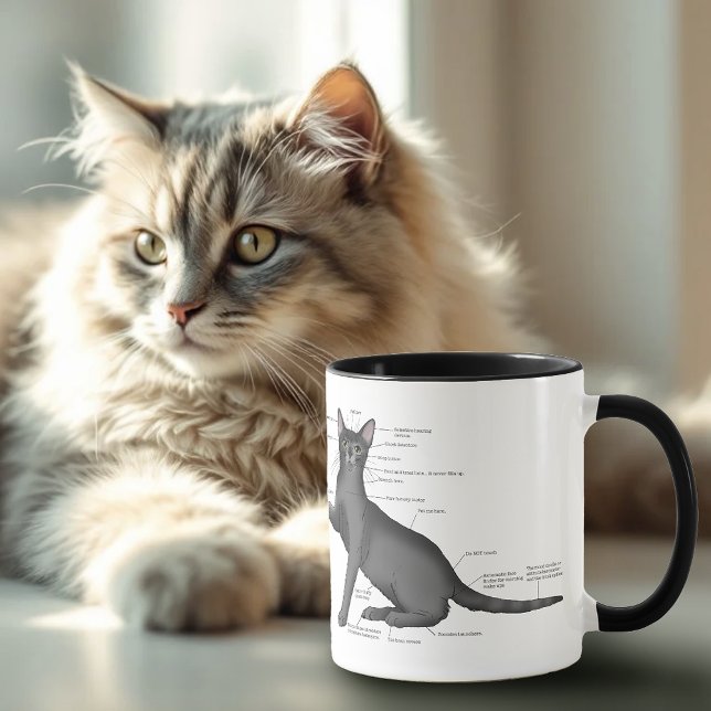 Caneca Diagrama de Anatomia de Gato Engraçado Humor Nerd (Criador carregado)