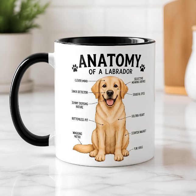 Caneca Diagrama Divertido da Anatomia do Labrador Retriev (Criador carregado)