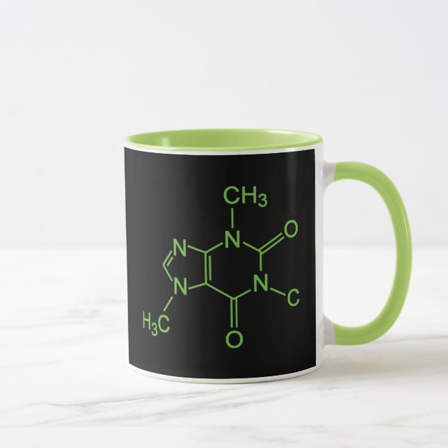 Caneca Diagrama Químico da Molécula de Cafeína (Direita)