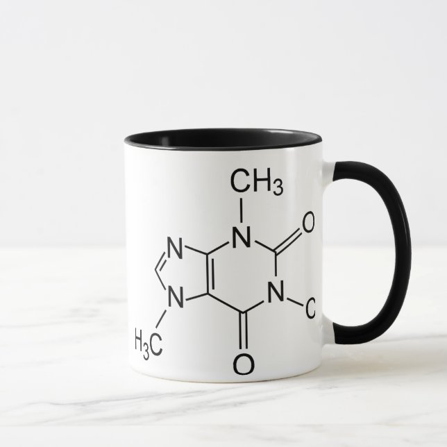Caneca Diagrama Químico da Molécula de Cafeína (Direita)