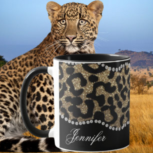 Caneca Diamante e Leopardo com Nome