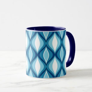 Caneca Diamantes modernos do meio século, azuis da sarja