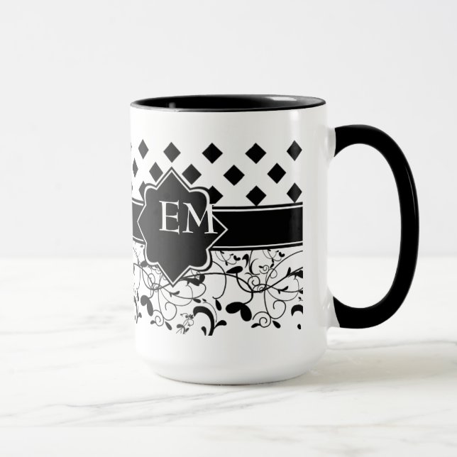 Caneca Diamantes Vitorianos, Preto-Preto (Direita)