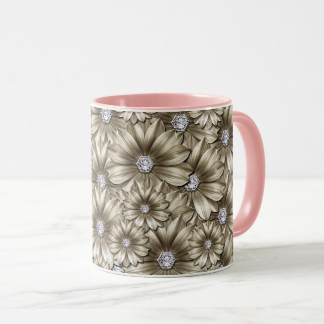 Caneca Diamond Flowers (Frente Esquerda)