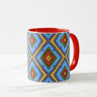 Caneca Diamond Pattern Blue Red Yellow Green 