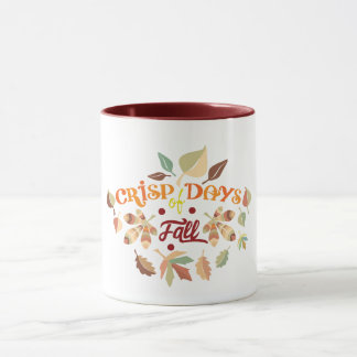 Caneca Dias Nítidos de Tipografia de Folhas de Outono de