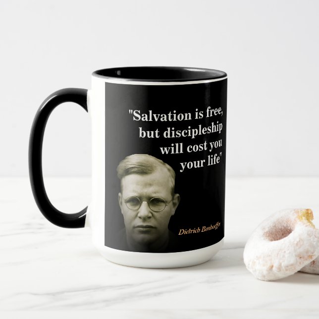 Caneca Dietrich Bonhoeffer Citação Sobre Salvação (Com Donut)