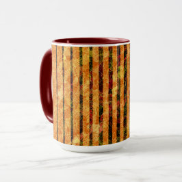 Caneca Diferentes faixas de laranja, pequenos quadrados a