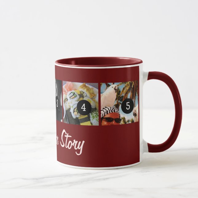 Caneca Diga a sua história da foto 5 imagens Borgonha (Direita)