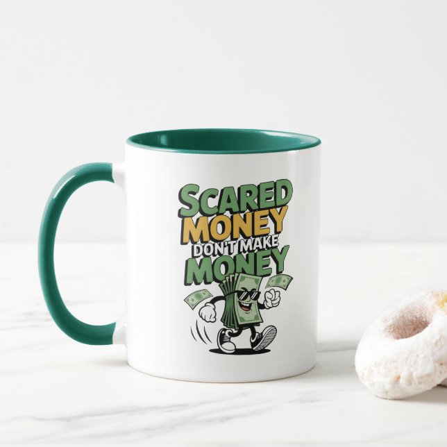 Caneca Dinheiro Assustado Não Faz Dinheiro (Com Donut)