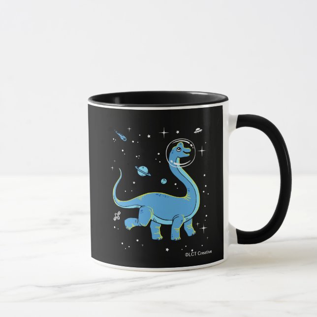Caneca Dinos Do Brachiossauro Azul No Espaço (Direita)