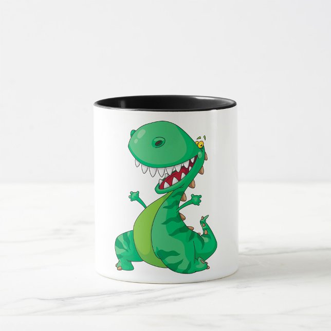 Caneca Dinosaur Cartoon Engraçado Rugindo T-Rex (Criador carregado)