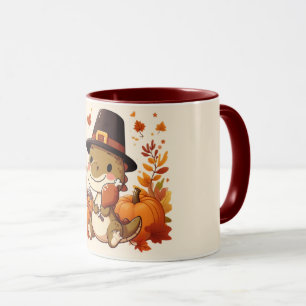 Caneca Dinossauro Bonito de Ação de Graças
