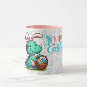 Caneca Dinossauro coelho de Páscoa fofo