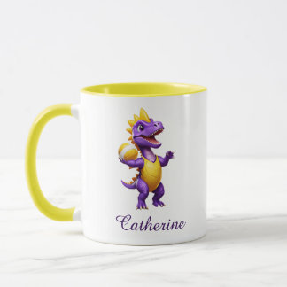 Caneca Dinossauro de vôlei roxo e bonito