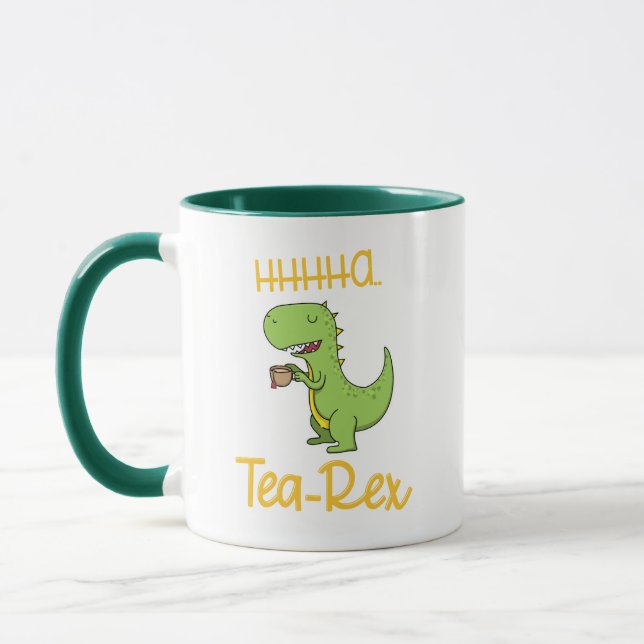 Caneca Dinossauro Engraçado Tea Rex Tyrannosaurus Birthda (Esquerda)