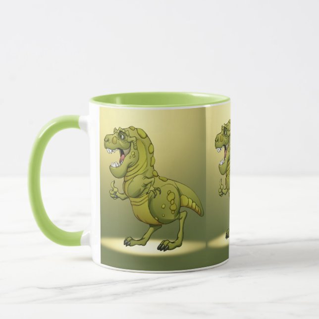 Caneca Dinossauro feliz dos desenhos animados que dá os (Esquerda)