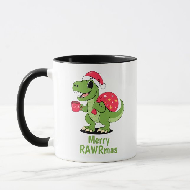 Caneca Dinossauro Natalino Festivo (Esquerda)