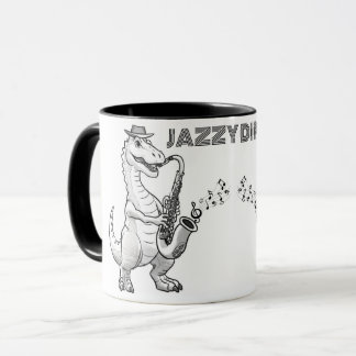 Caneca Dinossauro tocando saxofone Mug