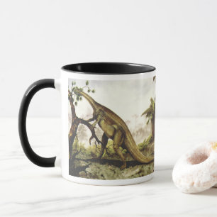 Caneca Dinossauros Antigos, Plateossauro Pastando em Árvo
