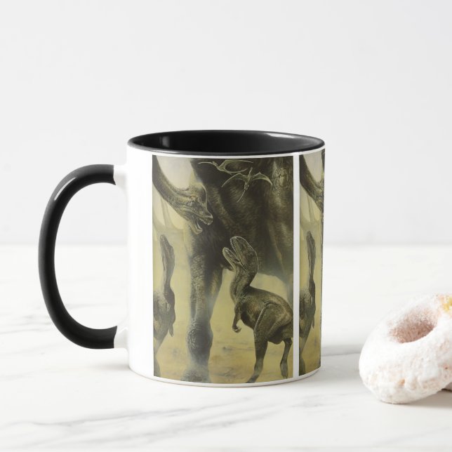 Caneca Dinossauros Antigos, Torvosaurus e Brachiosaurus (Com Donut)
