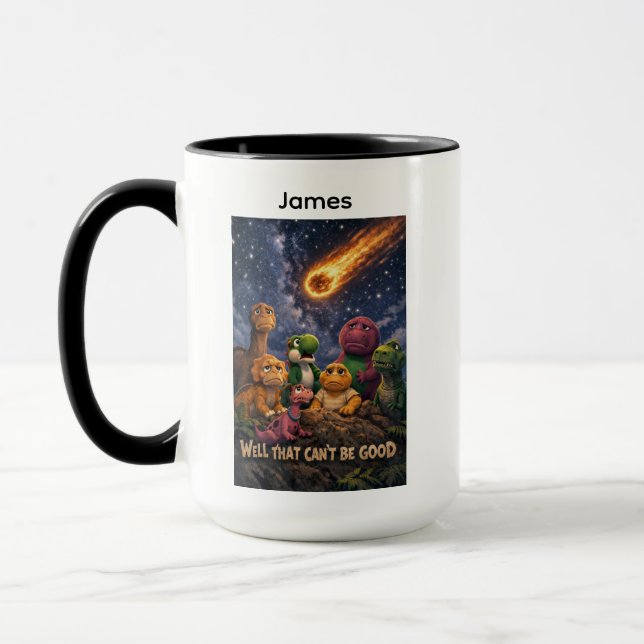 Caneca Dinossauros Olhando para Cima para o Meteorito que (Esquerda)
