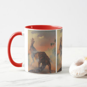 Caneca Dinossauros Vintage, Carnotaurus Rugindo na Selva