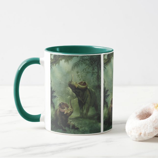 Caneca Dinossauros Vintage, Centrosaurus na Selva (Com Donut)