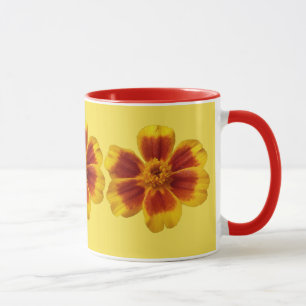 Caneca Disco Marigold Orange and Red Summer Flower